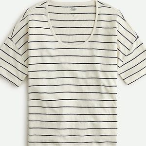 JCrew Striped Linen Tee Cream & Black Sz S